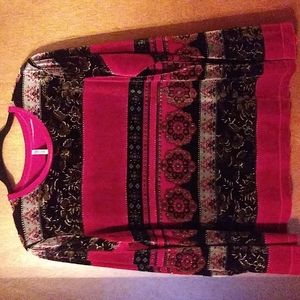 Velour Long Sleeved Top/L/White Stag